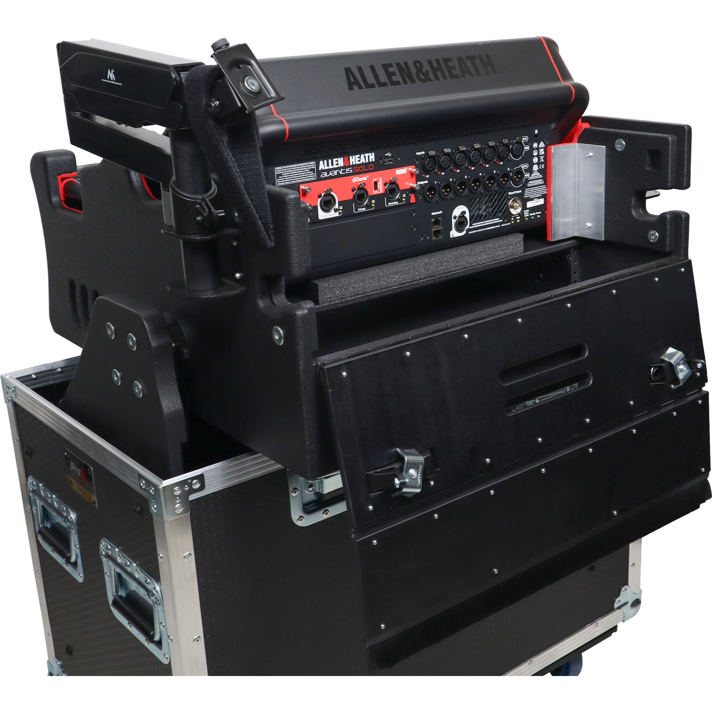 ProX Allen and Heath AVANTIS SOLO Flip-Ready Hydraulic Console Easy Retracting Lifting w/ 2U Rack Space Case by ZCASE